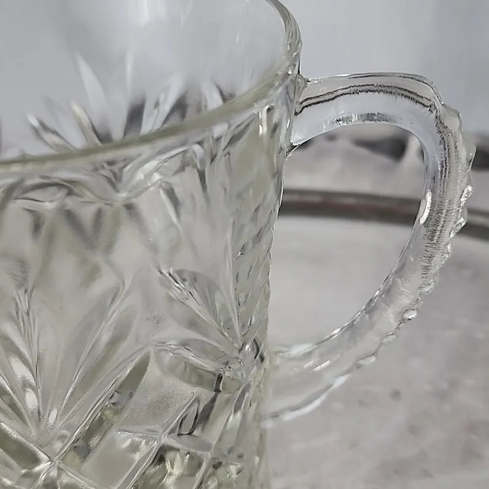 Vintage Pressed Glass Pitcher Creamer Pineapple Pattern